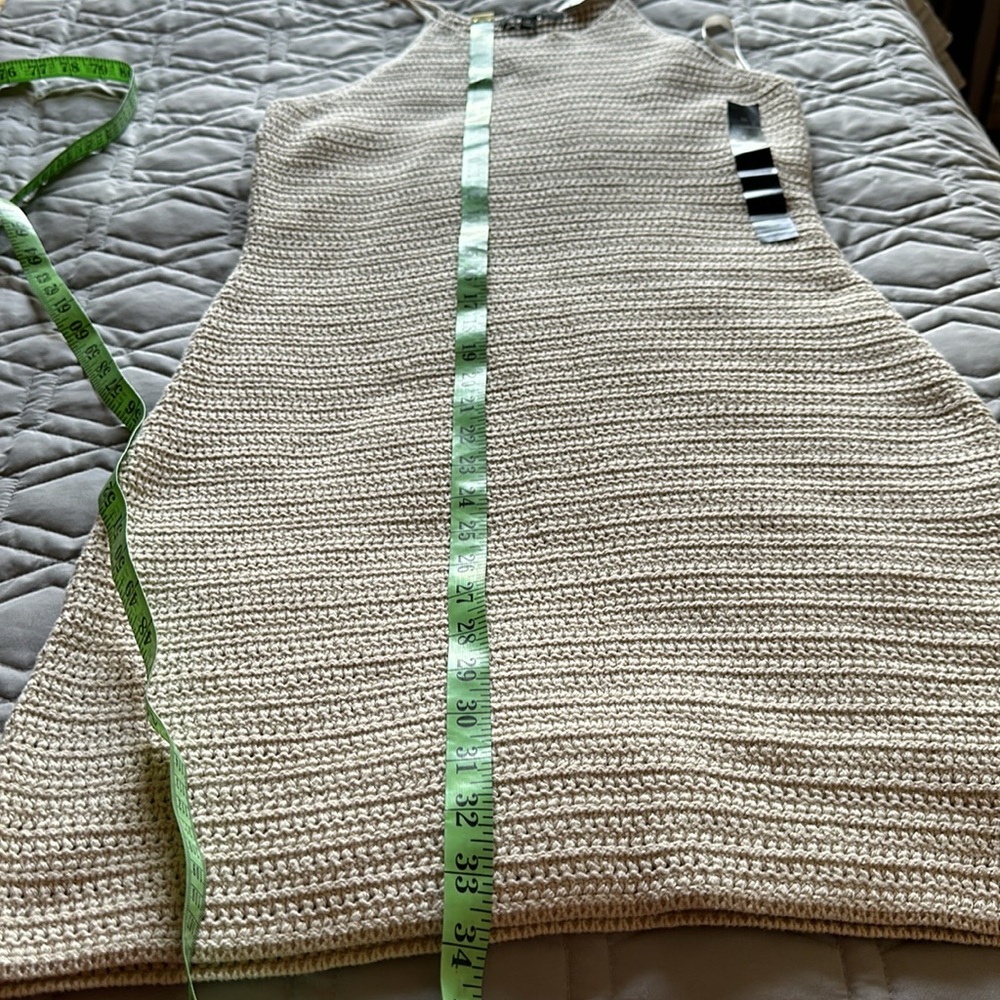 Sz M⭐️NWT Banana Republic Glen S 2023 Oyster Pearl Crochet Halter Cotton Dress - Picture 9 of 11